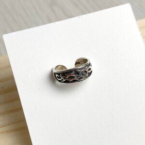 Tribal Pattern Toe Ring - Adjustable 925 Silver